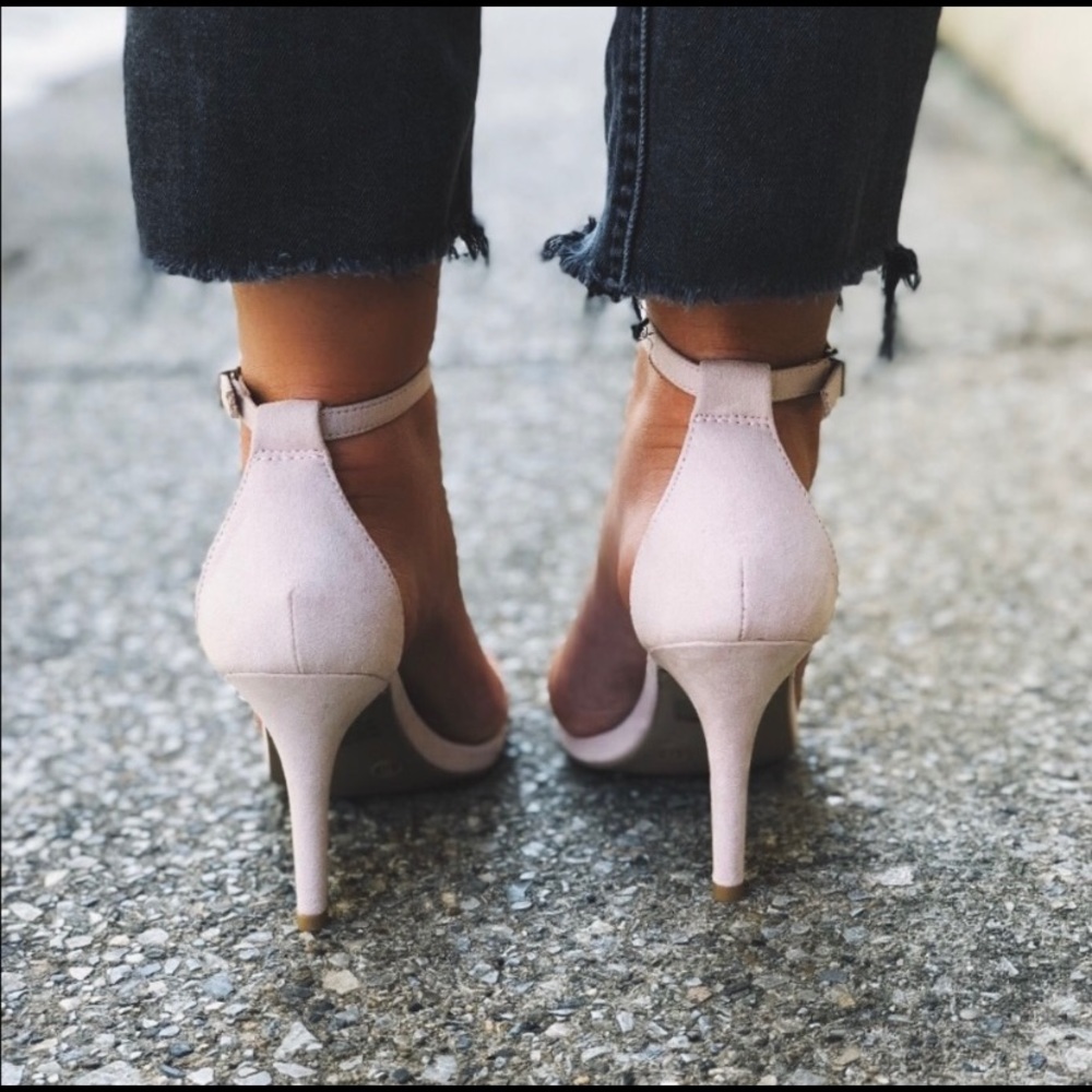 Vegan Suede thin ankle strap heels